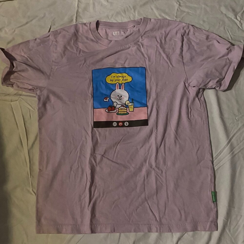 LINEFRIENDS Light Pink Cute Bunny Print T-Shirt